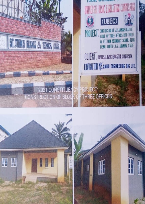 Construction Of An Administrative Block Of Three (3) Offices With Toilet Each At St.John'S Secondary School, Alor, Idemili South Lga, Anambra State
