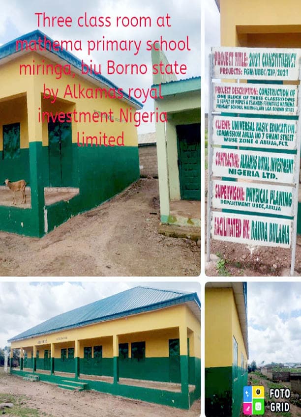 Construction And Furnishing Of One (1) Block Of Three (3) Classrooms At Mathema Primary School, Miringa, Biu, Borno State
