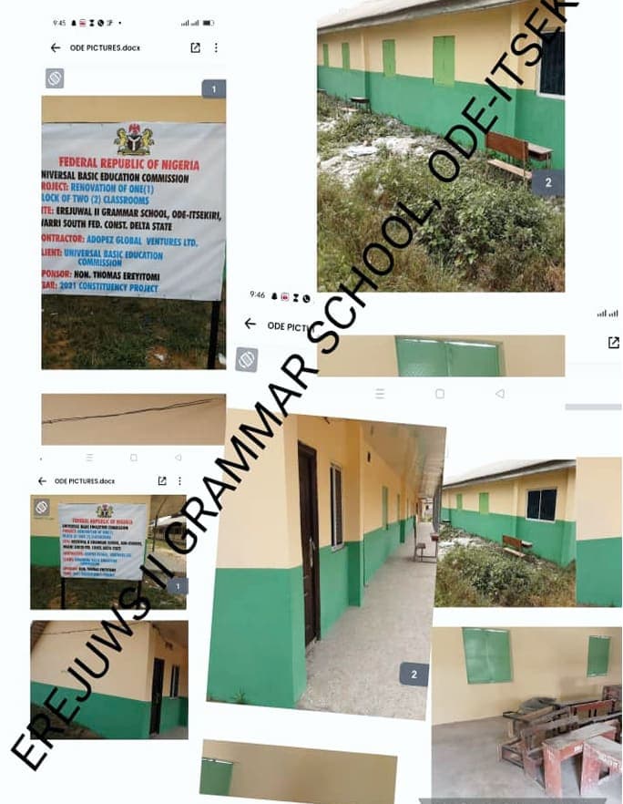Renovation Of One (1) Block Of Two (2) Classrooms At Erejuwa Ii Grammer School, Ode-Itsekiri, Warri South Lga, Delta State